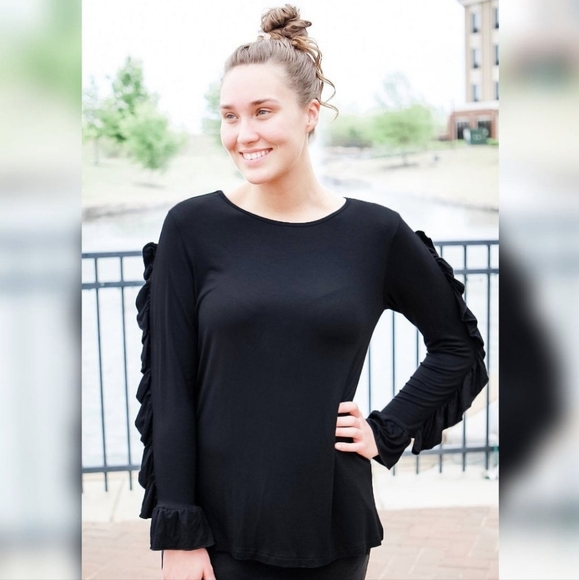 Nuggles Tops - Nuggles Black Ruffle Zoe Top